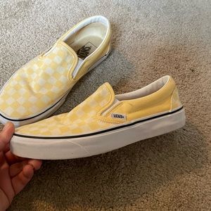 Yellow checkered slip on vans
